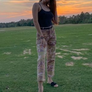 Hollister light camo high rise mom jeans